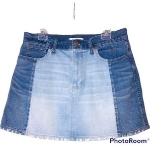 Madewell Two Tone Denim Distressed Mini Skirt 31